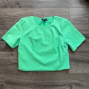 Express Neon Green Crop Top Work Boxy Shirt Small Women